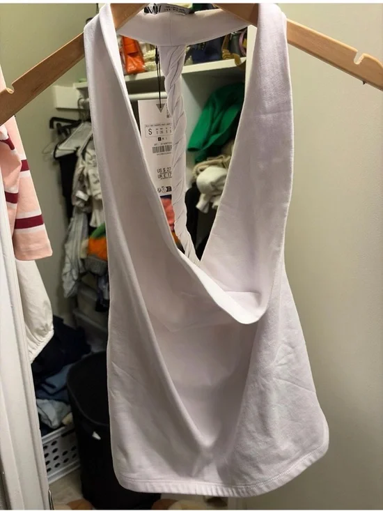 Zara Open Back Halter Top — White, Size S, NWT - Picture 2 of 4